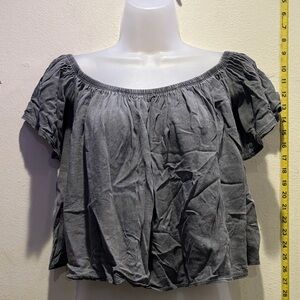 Ollie &Chloe Chic Charcoal Off-Shoulder Blouse